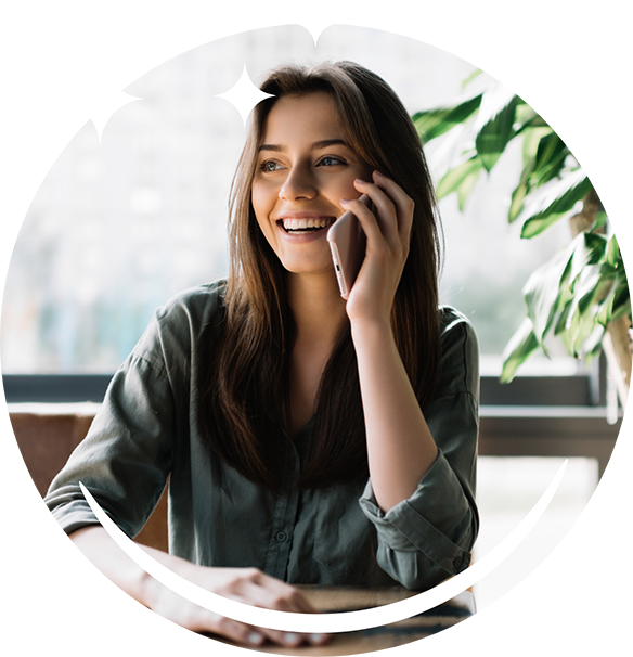 Smiling woman talking on the phone